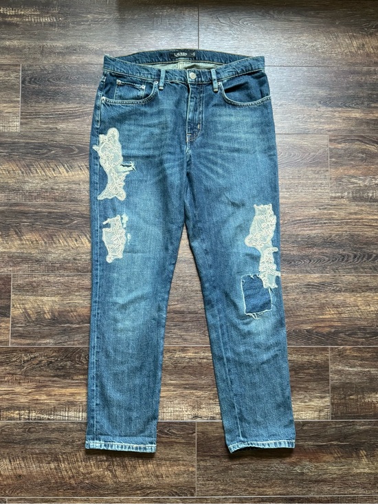 Lauren Ralph Lauren Denim - Lauren Ralph Lauren Womens Lace Patchwork Relaxed Tapered Jeans in Indigo Sz 6